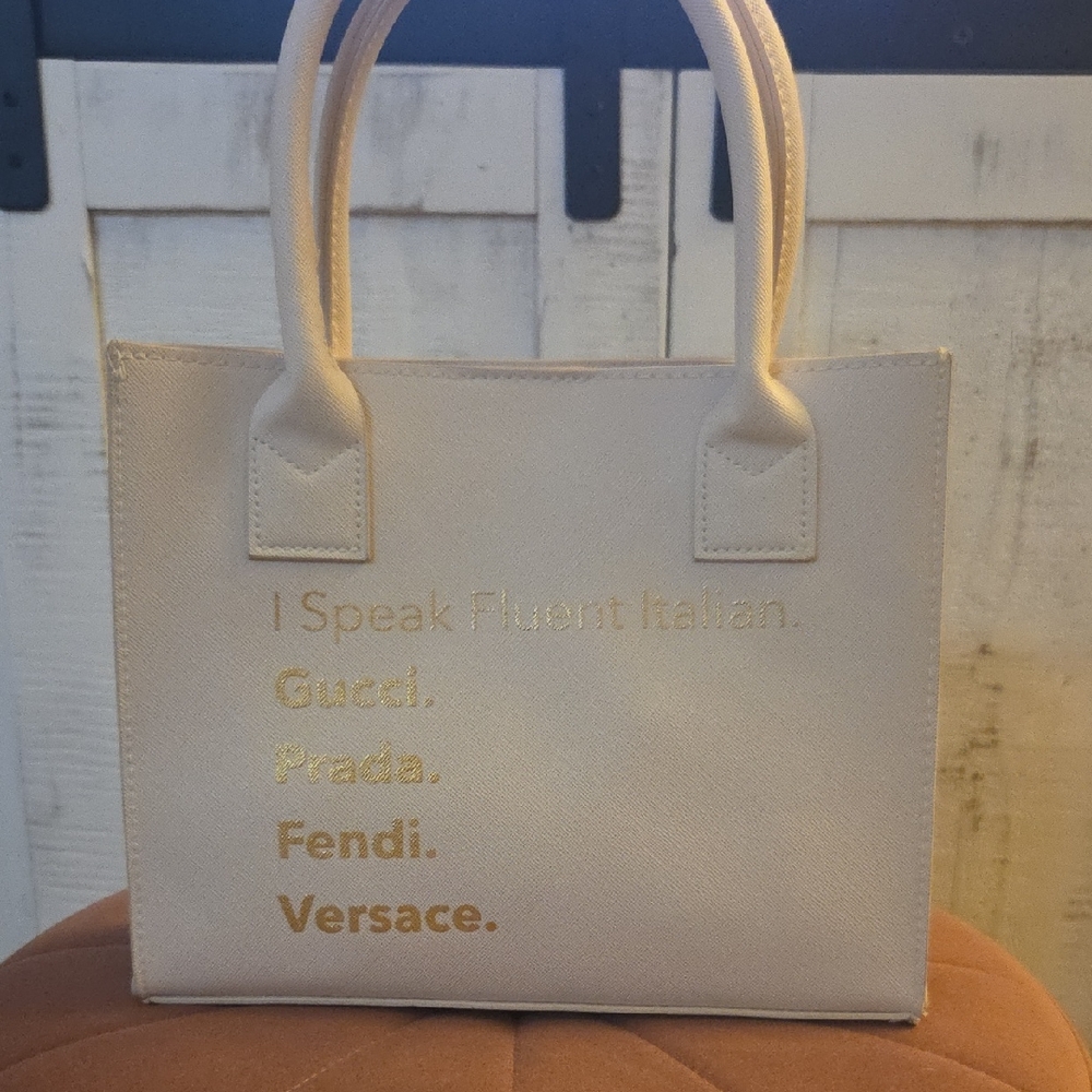 Chic Cream Designer Tote Bag - Picture 2 of 6